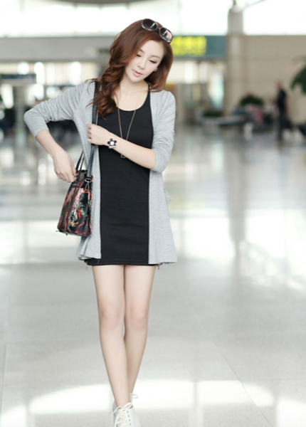 WJ3506 Korea Fashion Cardigan Grey