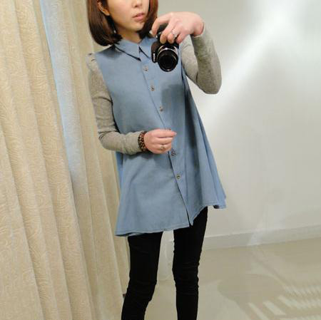 WT3530 Korea Fashion Top Blue