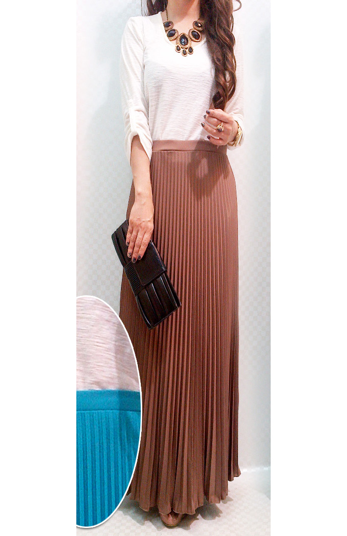 WP1118 Fashion Pleated Skirt Brown