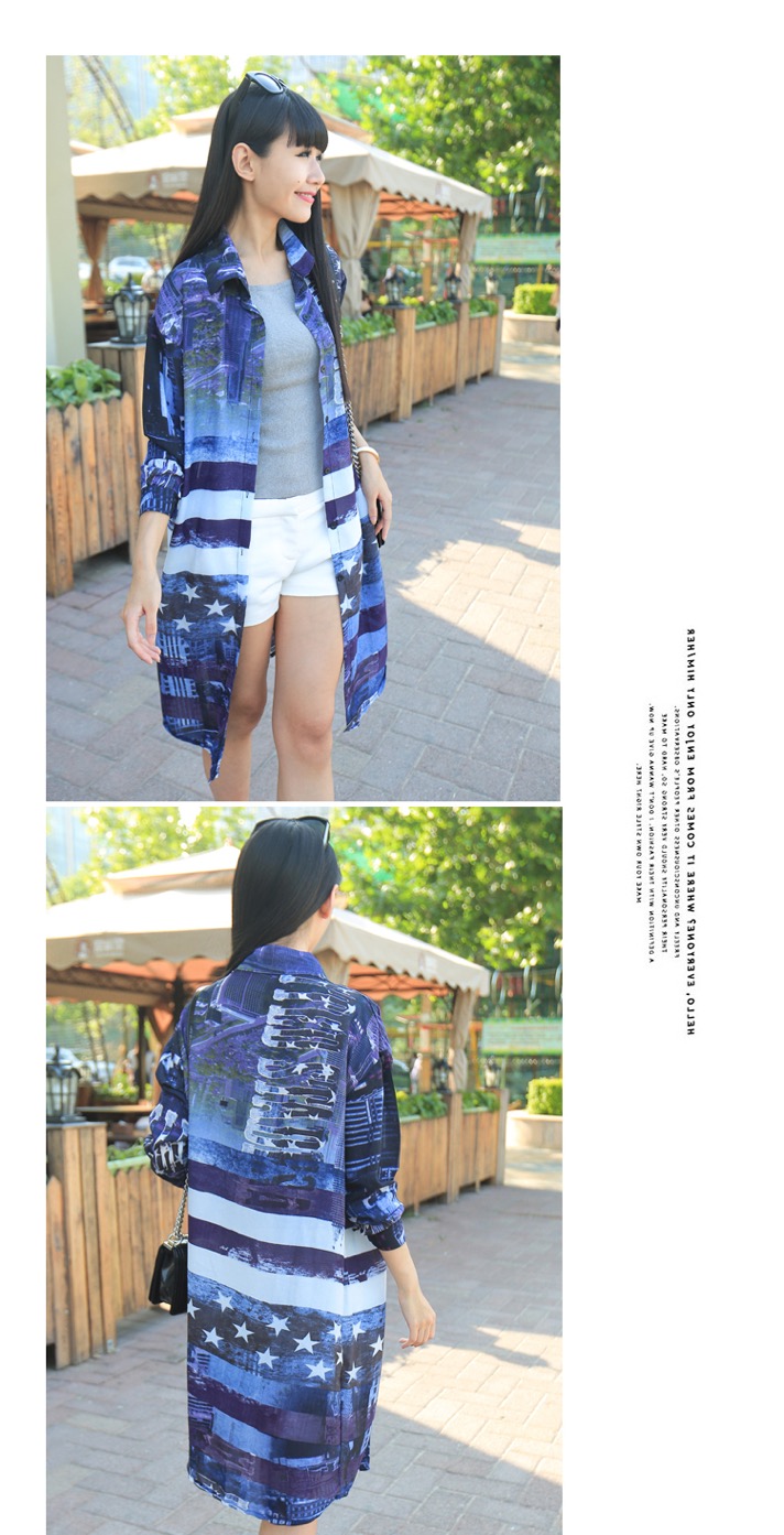 WJ3533 Stylish Long Cardigan Blue