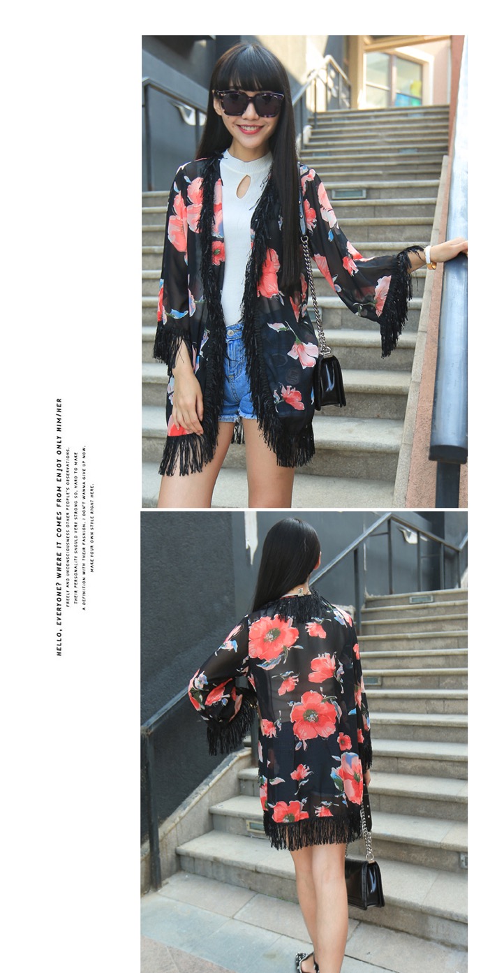 WJ3535 Stylish Floral Cardigan As Picture