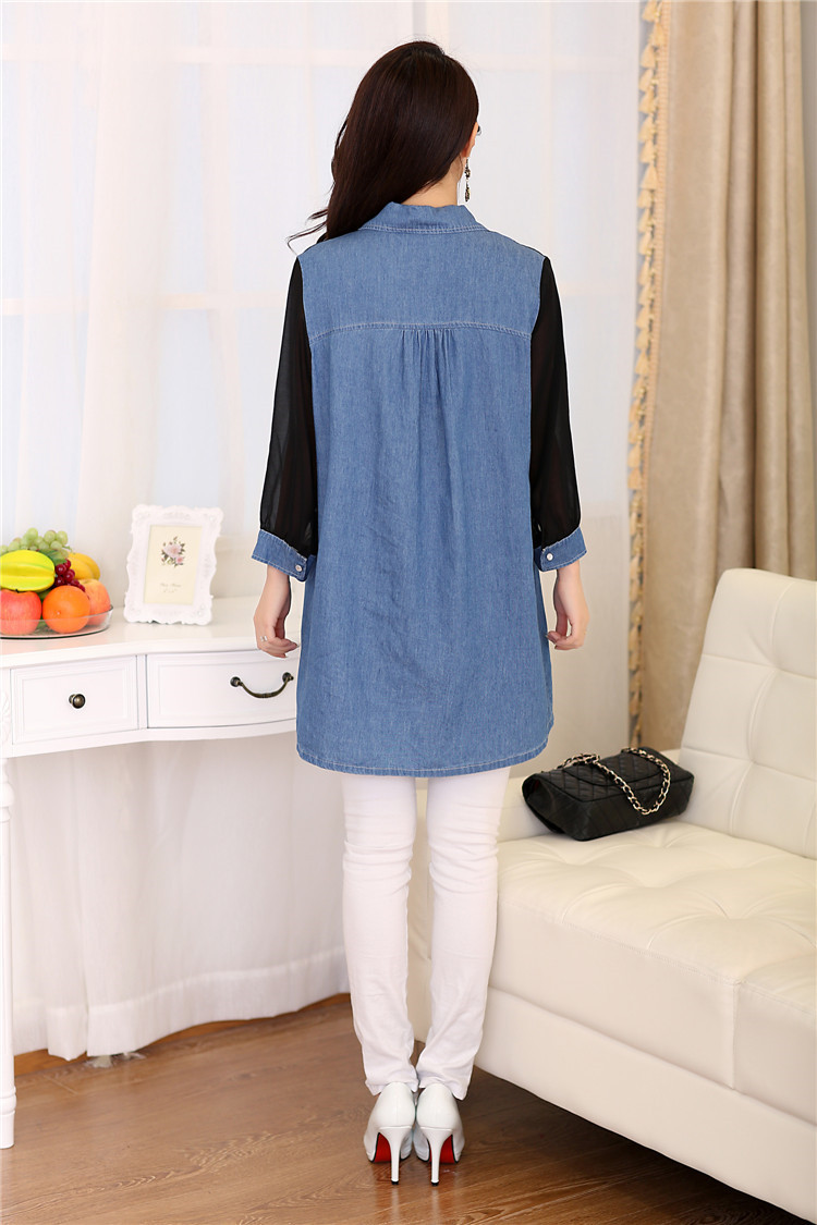 WT3538 Korea Fashion Long Top Dark Blue