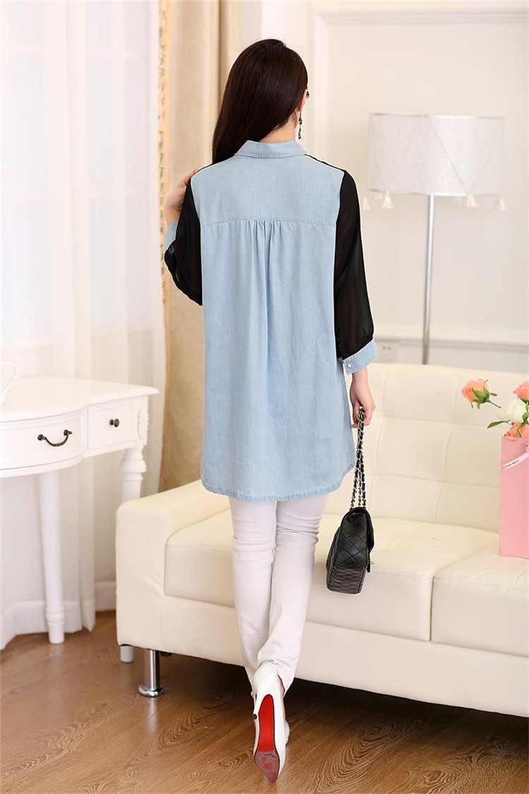 WT3538 Korea Fashion Long Top Light Blue