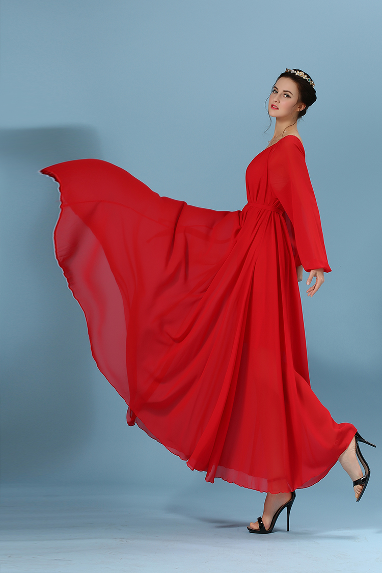 WD6224 Elegant Maxi Dress Red