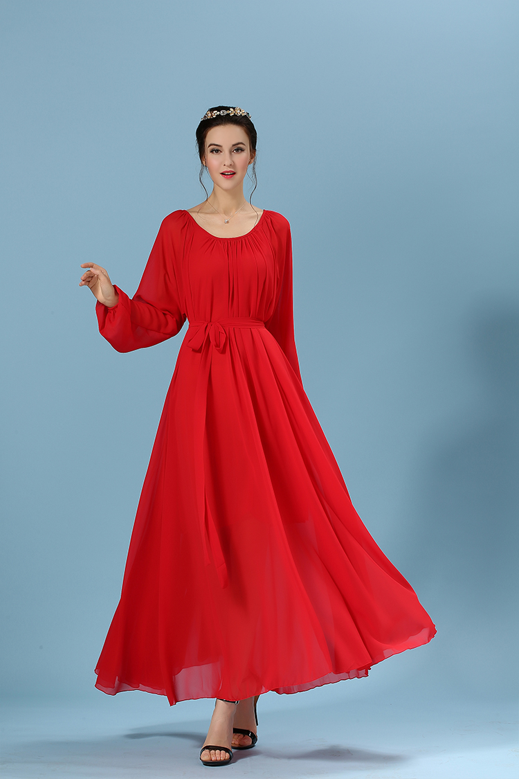 WD6224 Elegant Maxi Dress Red