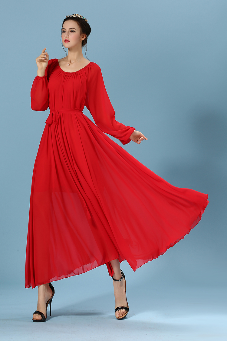 WD6224 Elegant Maxi Dress Red