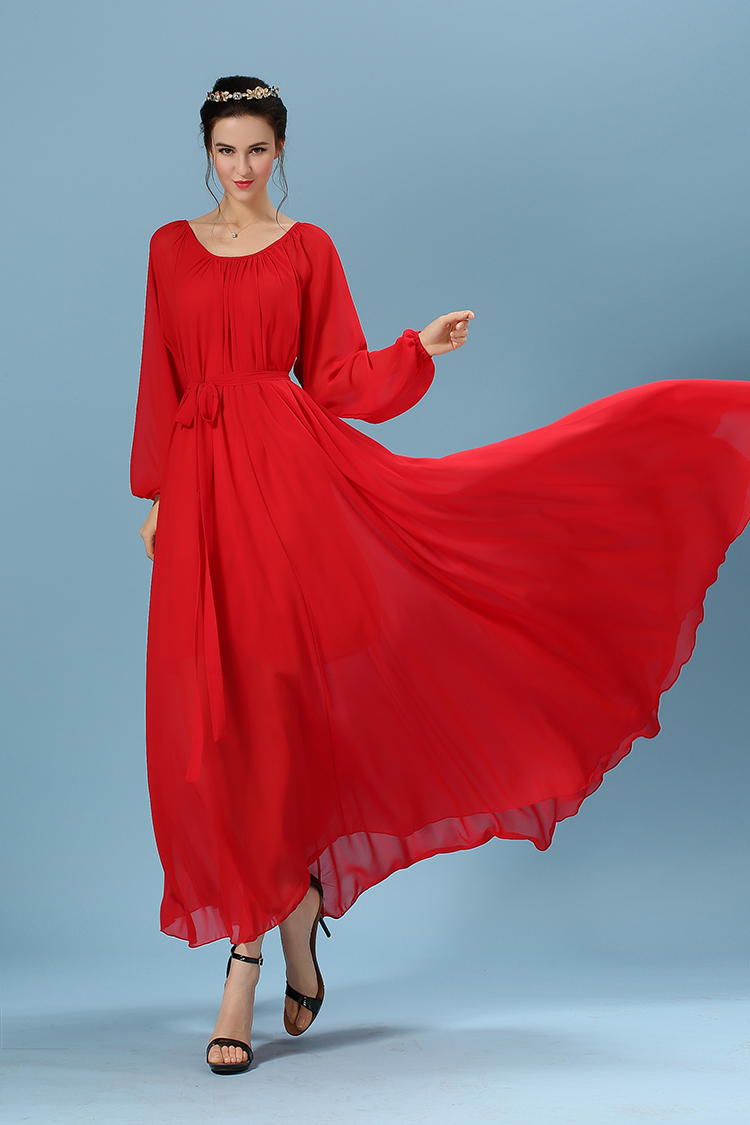 WD6224 Elegant Maxi Dress Red