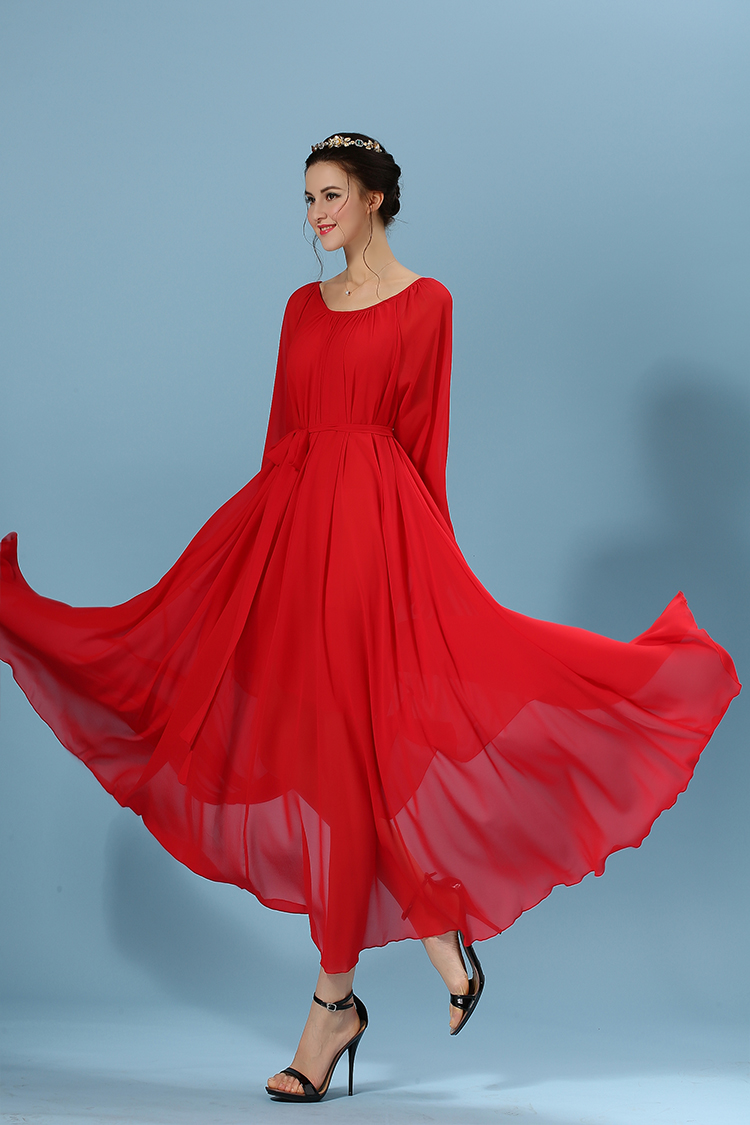 WD6224 Elegant Maxi Dress Red