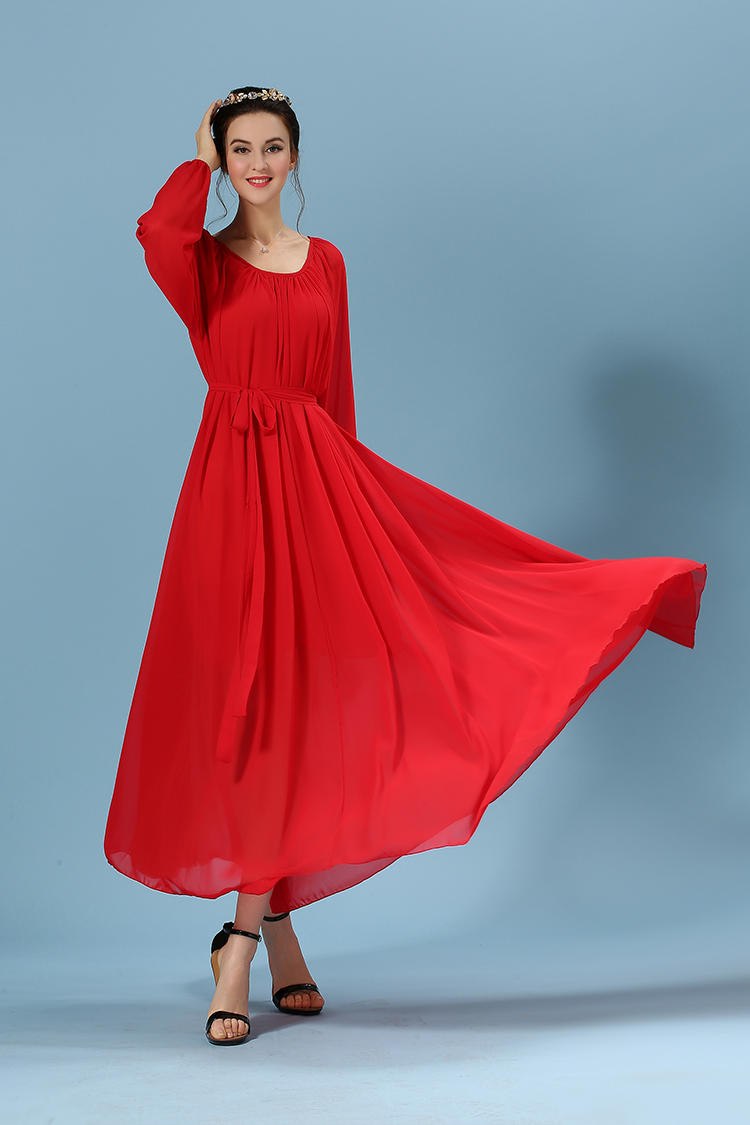 WD6224 Elegant Maxi Dress Red