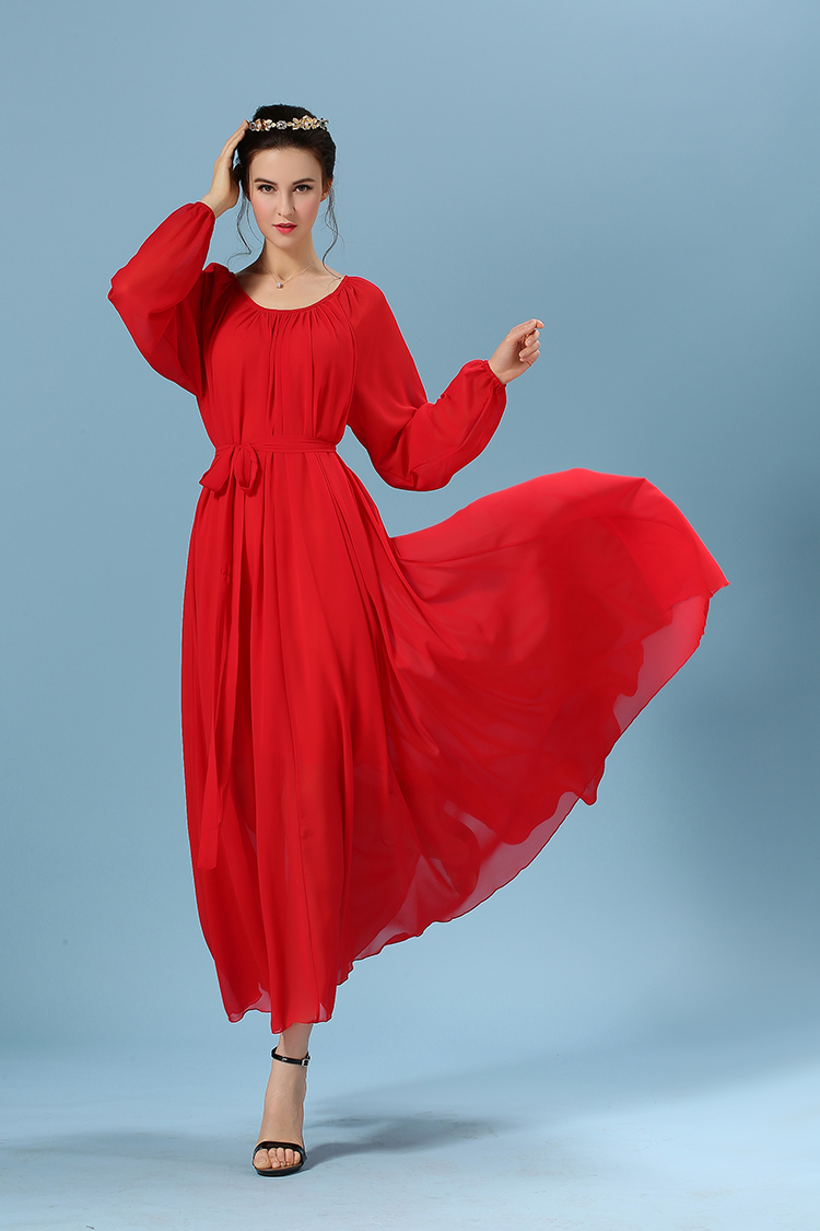 WD6224 Elegant Maxi Dress Red