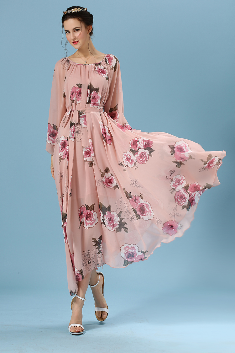 WD6225 Rose Chiffon Dress As Picture