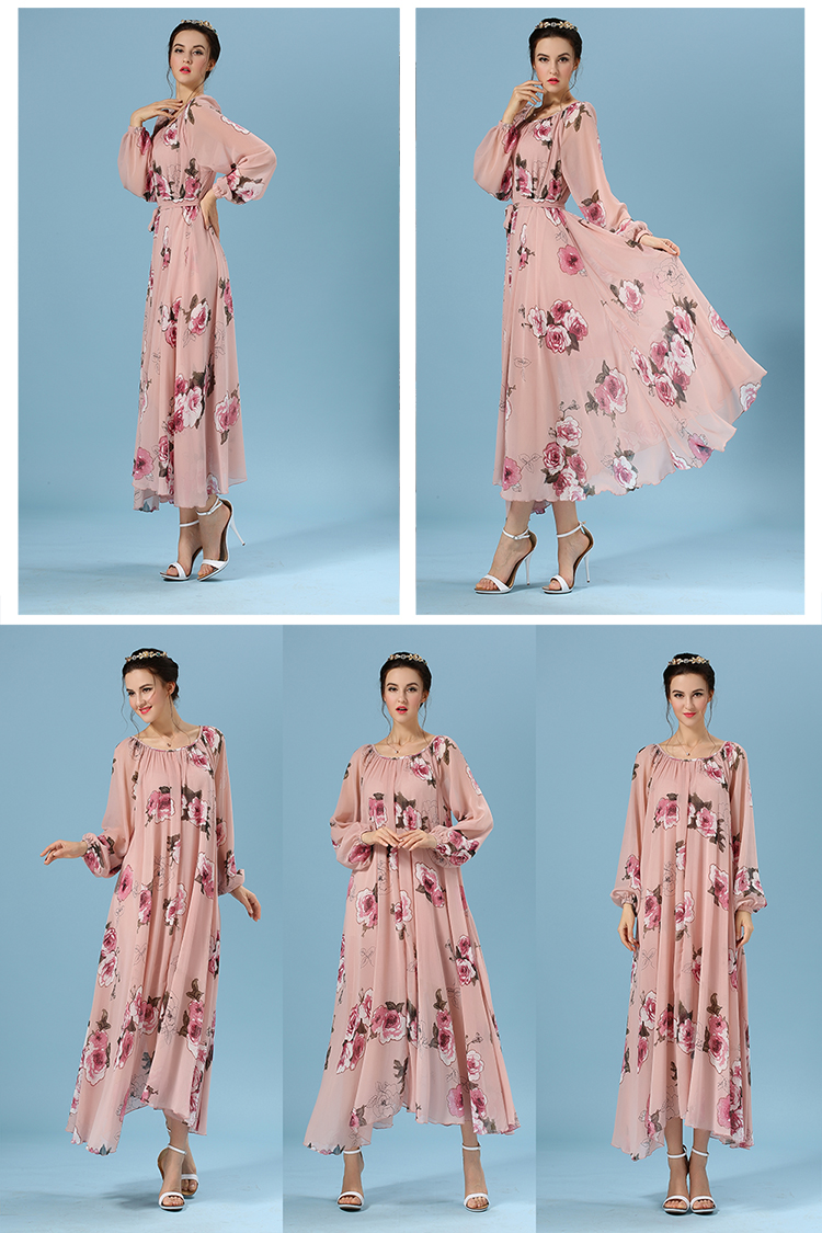 WD6225 Rose Chiffon Dress As Picture