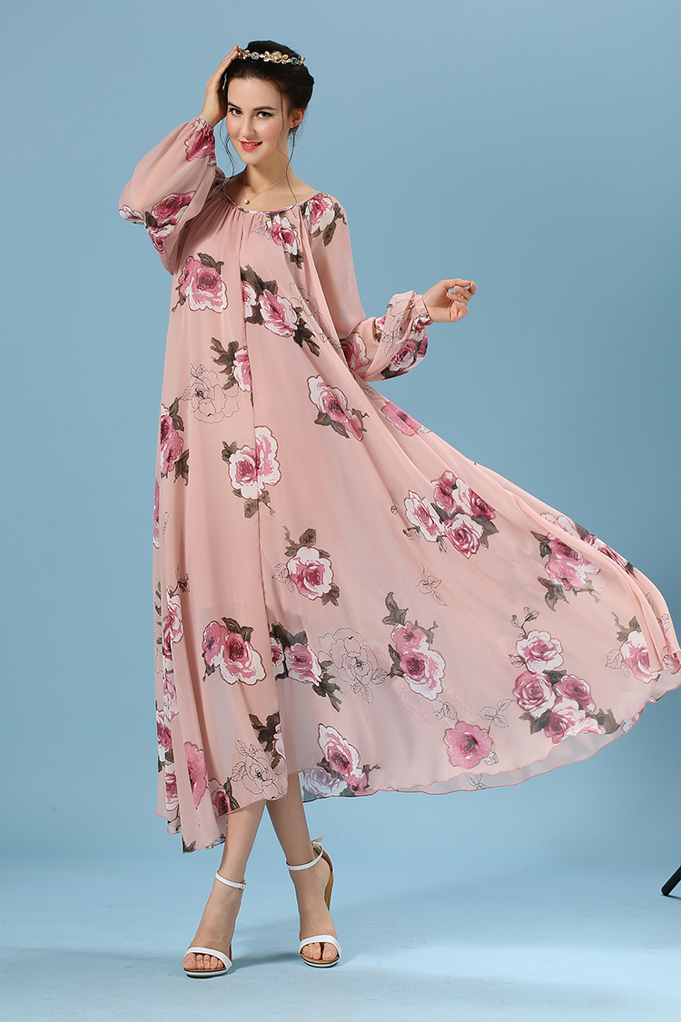 WD6225 Rose Chiffon Dress As Picture