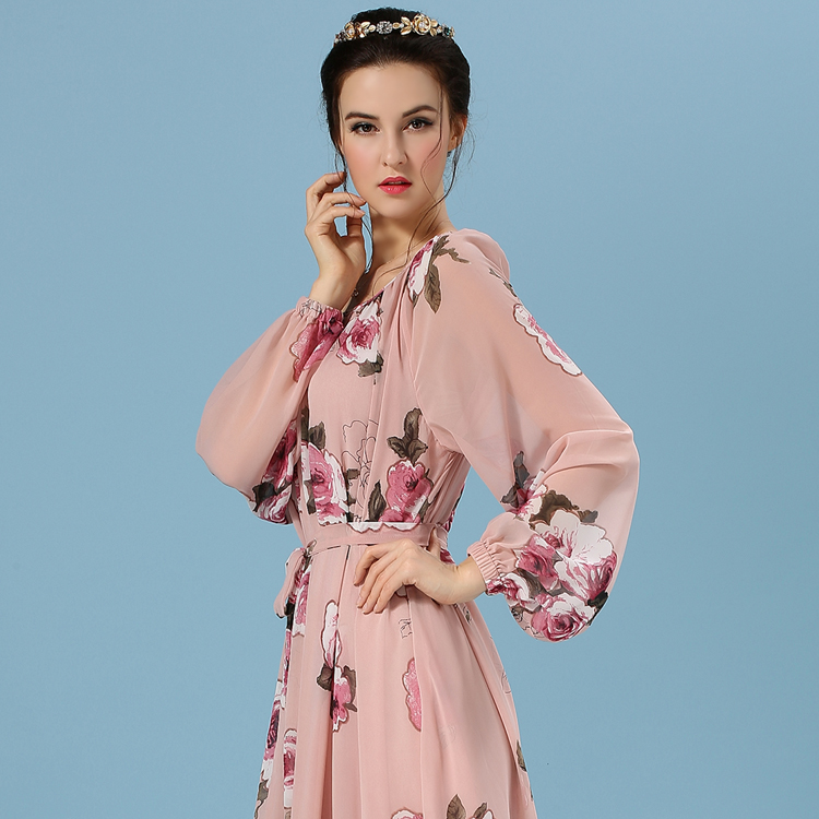 WD6225 Rose Chiffon Dress As Picture