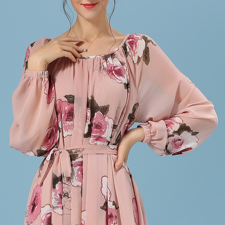 WD6225 Rose Chiffon Dress As Picture