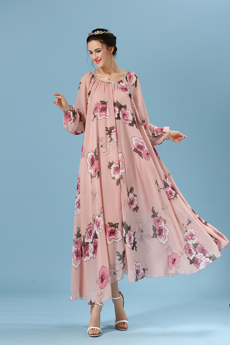 WD6225 Rose Chiffon Dress As Picture