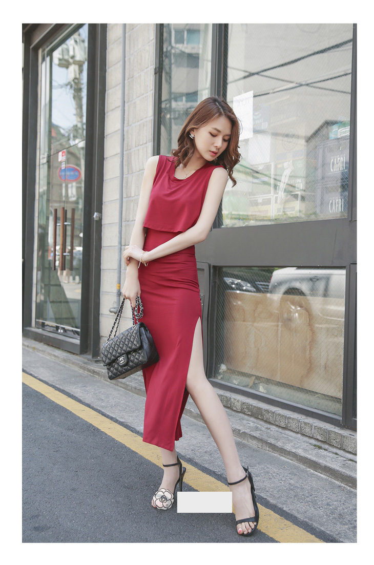 WD6249 Korea Sexy Dress Maroon