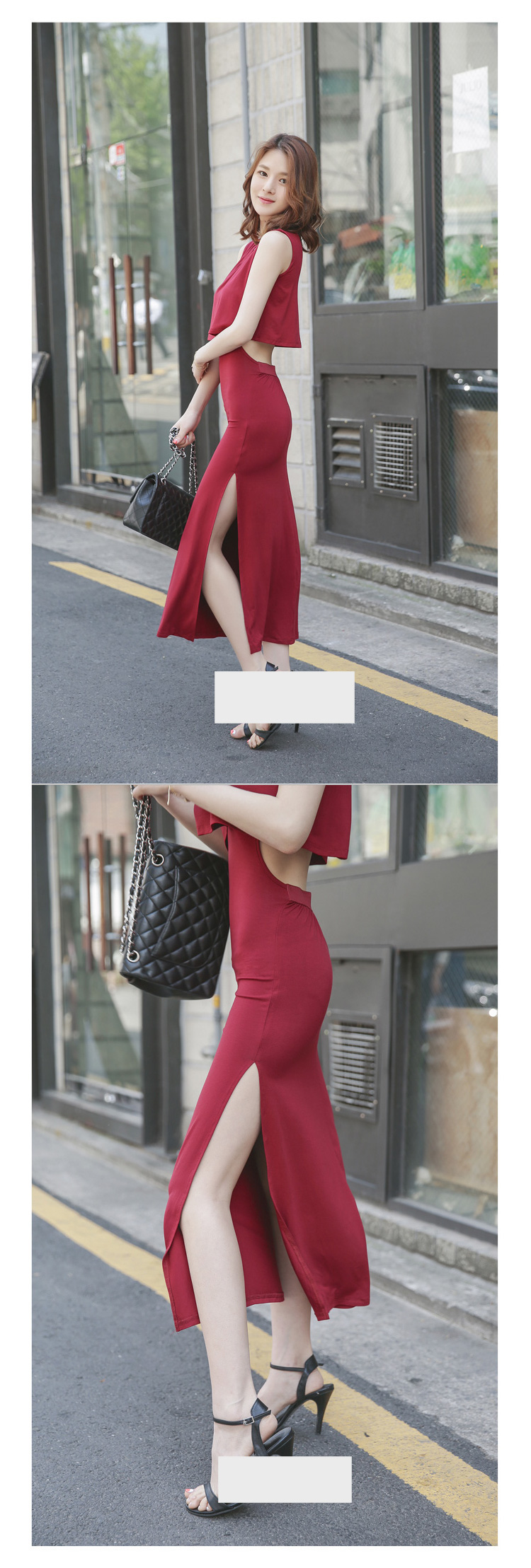 WD6249 Korea Sexy Dress Maroon