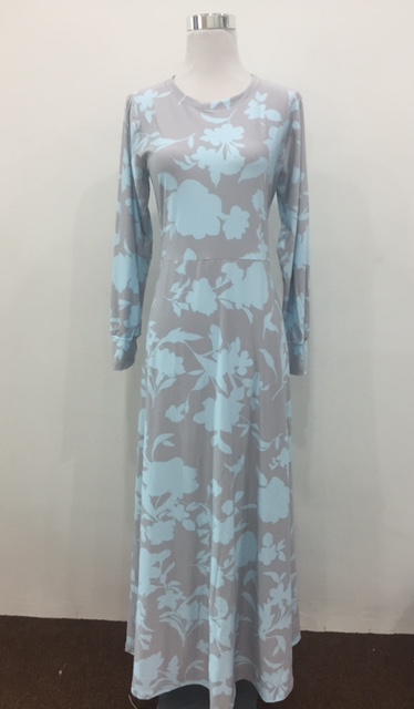 WH1126 Floral Jubah Grey