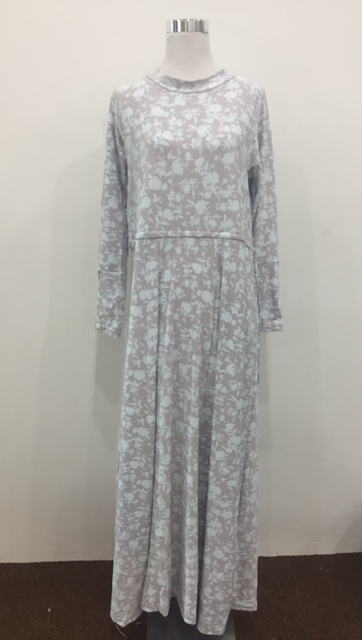 WH1127 Fashion Floral Jubah Grey