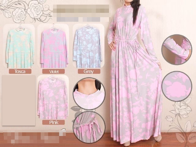 WH1127 Fashion Floral Jubah Pink