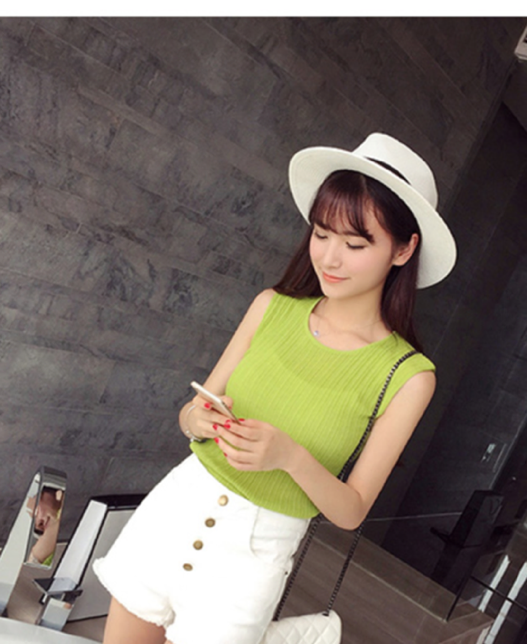 WT6266 Fashion Sleeveless Top Green