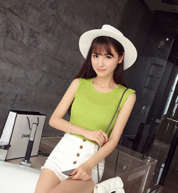 WT6266 Fashion Sleeveless Top Green