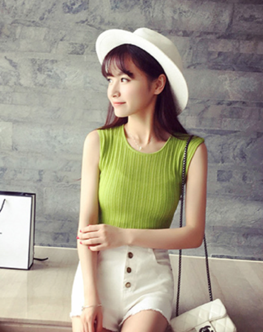 WT6266 Fashion Sleeveless Top Green