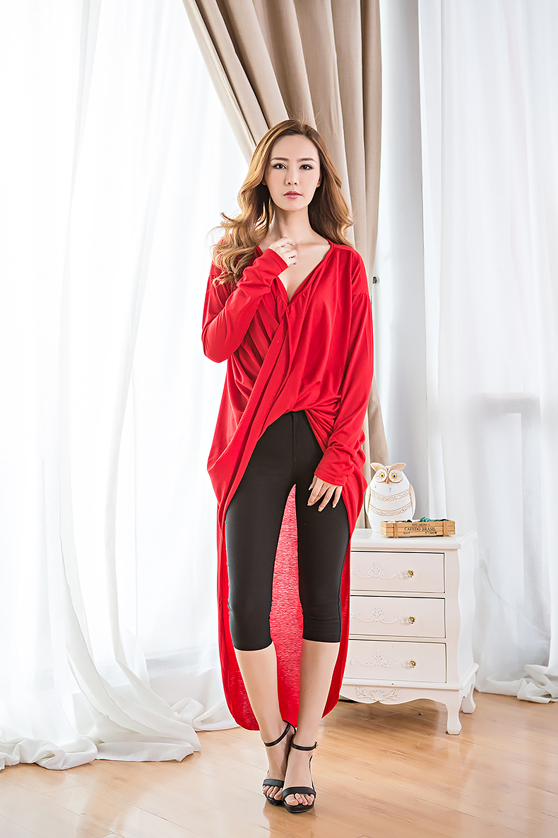 WT6278 Sexy Long Top Red