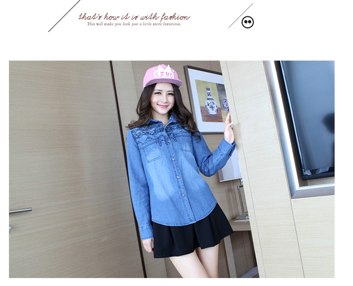 WT6280 Stylish Denim Top Dark Blue