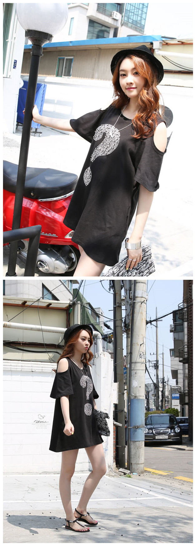 WT6296 Fashion Long Top Black