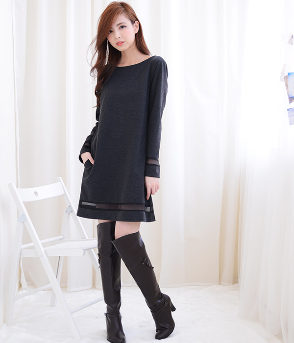 WD6308 Fashion Dress Dark Grey