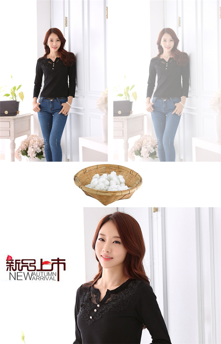 WT6377 Sweet Casual Top Black