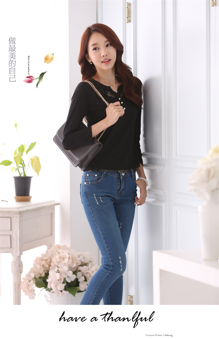 WT6377 Sweet Casual Top Black