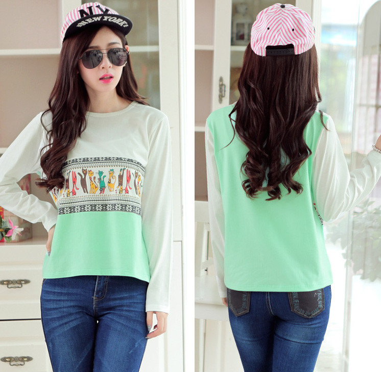 WT6380 Cute Casual Top Green