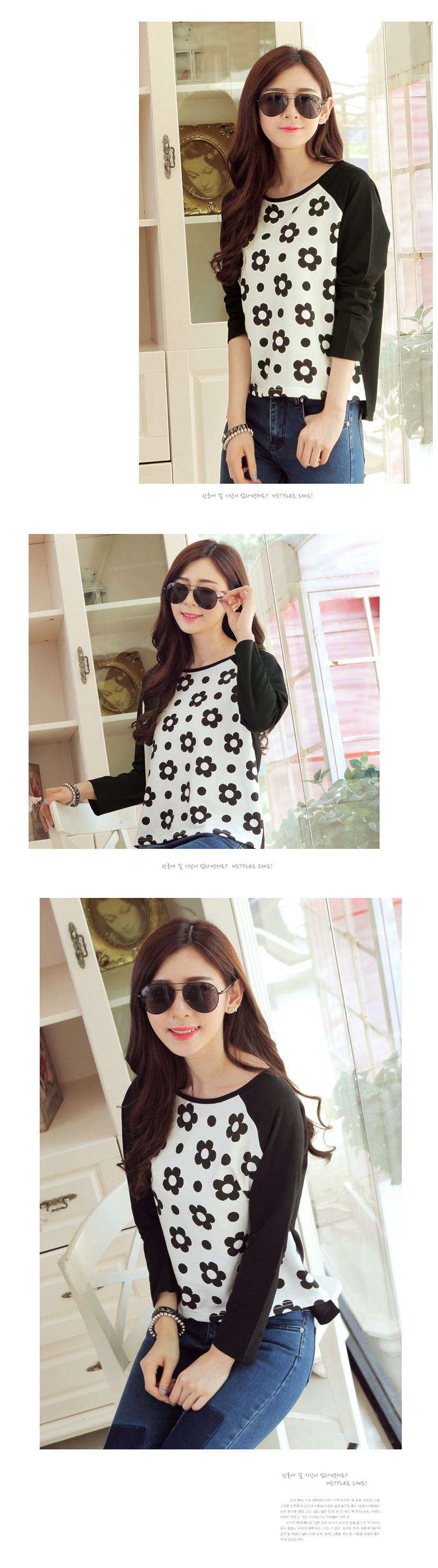 WT6385 Sweet Floral Top Black