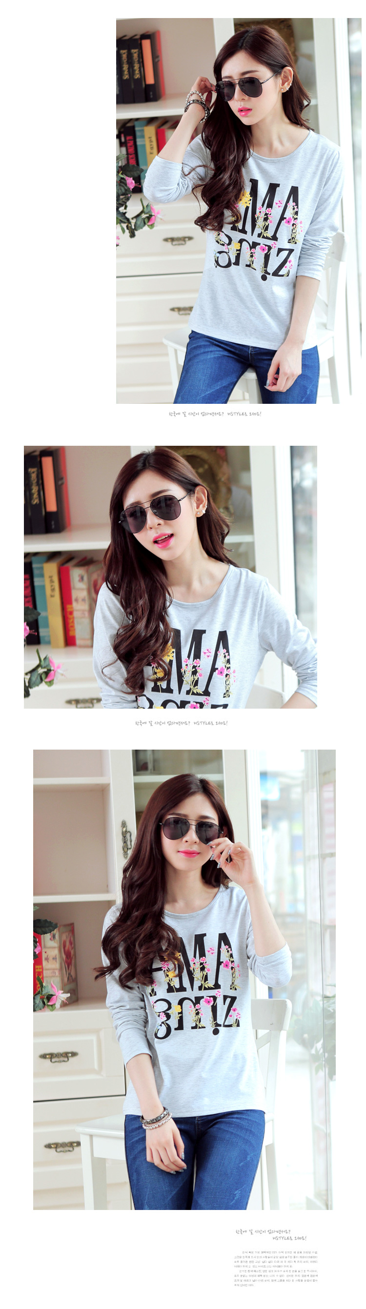 WT6387 Korea Fashion Top Grey