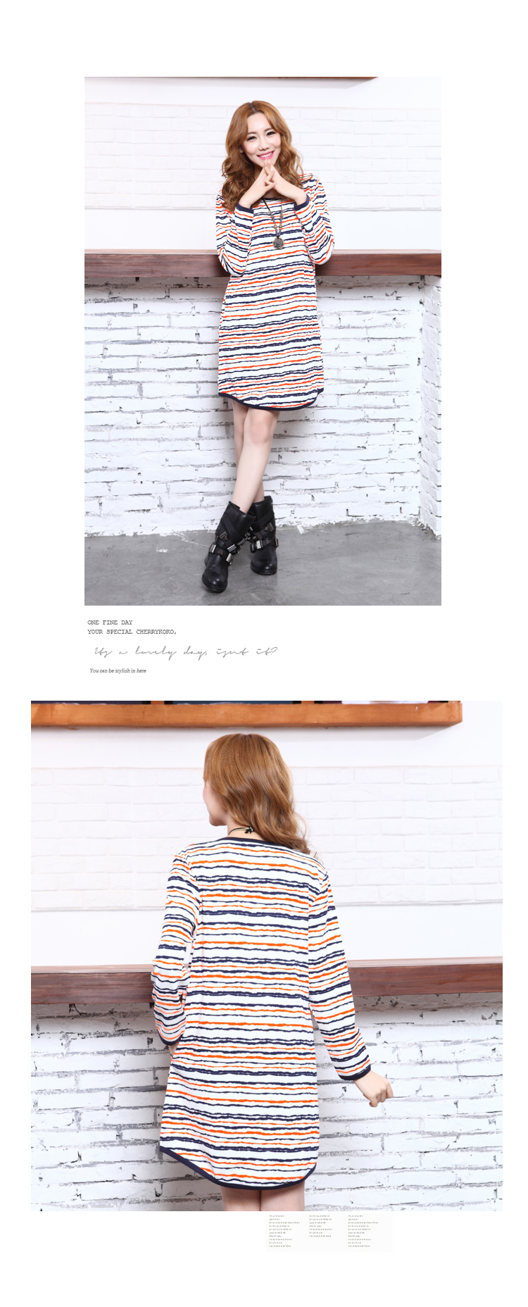 WD6395 Fashion Stripe Dress As Picture