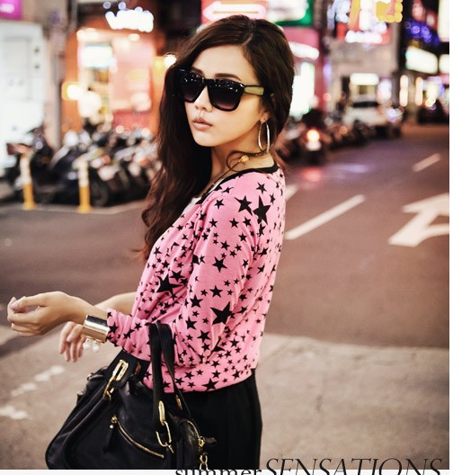 WJ6398 Stylish Star Cardigan Pink