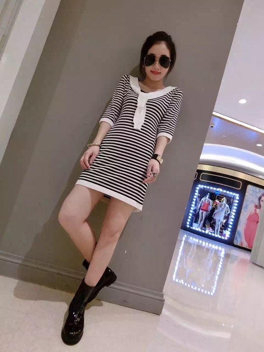 WD6400 Fashion Stripe Dress Black