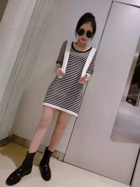 WD6400 Fashion Stripe Dress Black