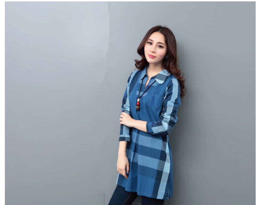 WT6431 Stylish Long Top Blue