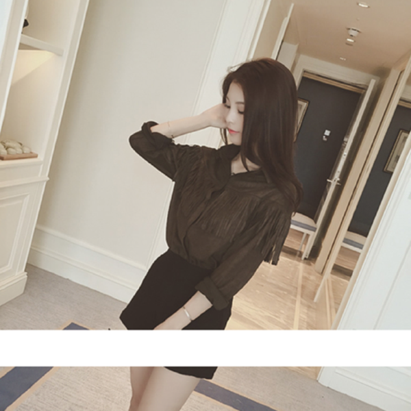 WT6435 Korea Fashion Top Dark Brown