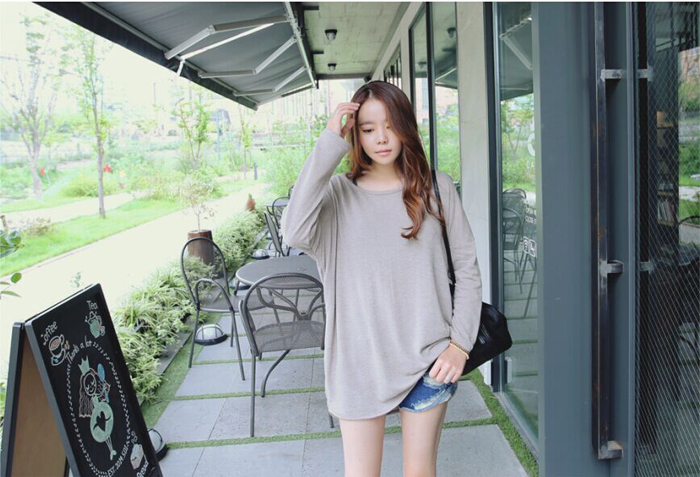 WT6442 Sexy Loose Top Grey