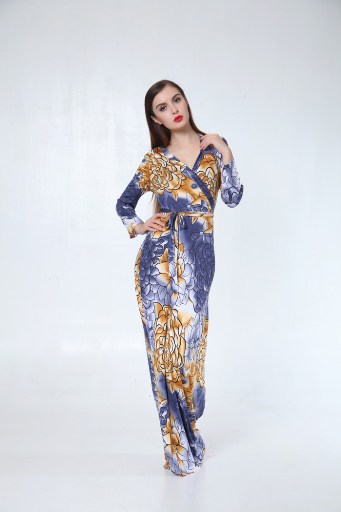 WD6445 Stylish Floral Dress Grey