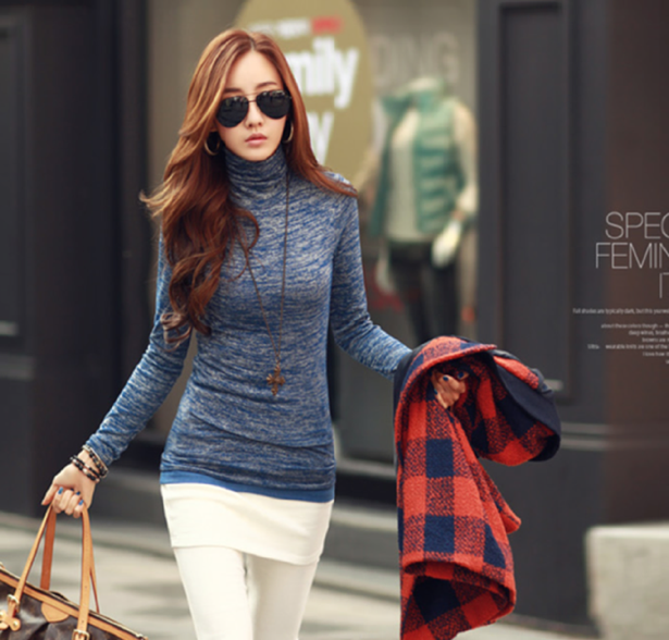 WT6460 Fashion Long Sleeves Top Blue