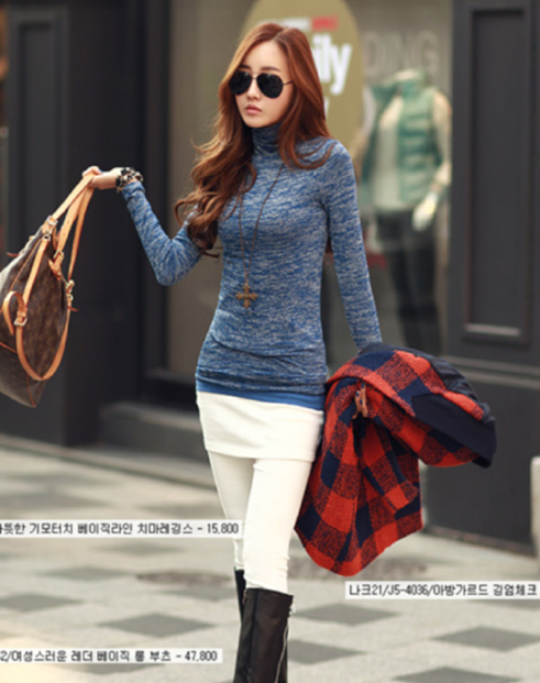 WT6460 Fashion Long Sleeves Top Blue