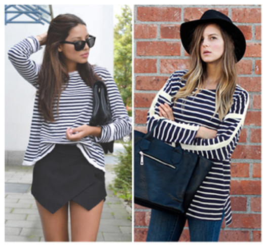 WT6461 Fashion Stripe Top Black