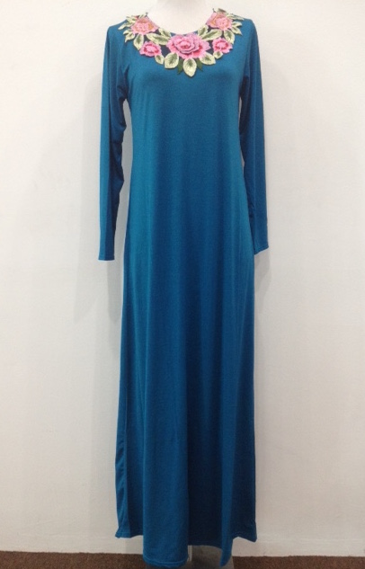 WH1135 Fashion Floral Jubah Blue