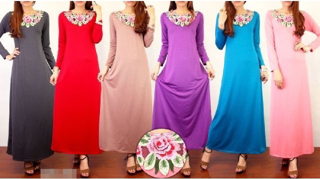 WH1135 Fashion Floral Jubah Blue